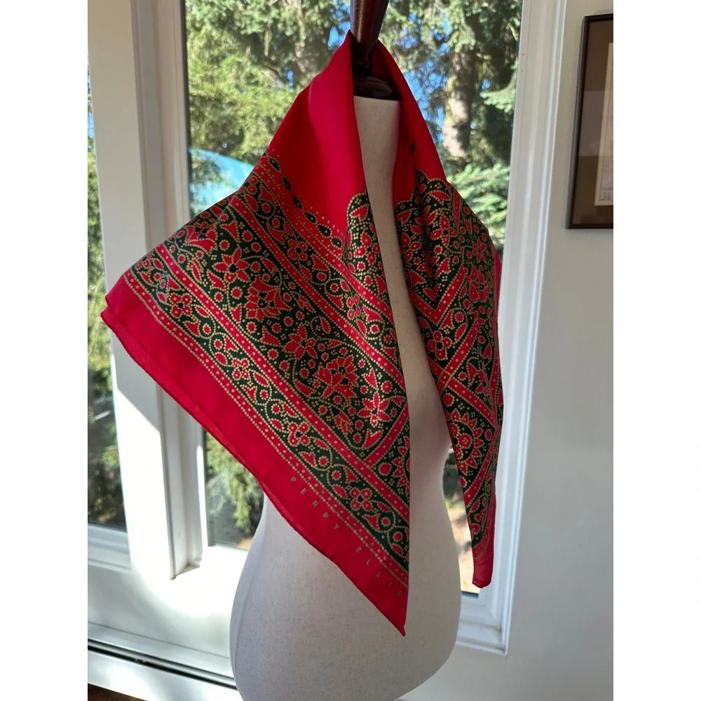 Vintage Perry Ellis red silk scarf
